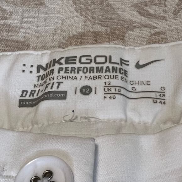 Nike Golf womens pants Tour Performance Dry Fit white crop length pockets Sz 12 - Picture 10 of 10